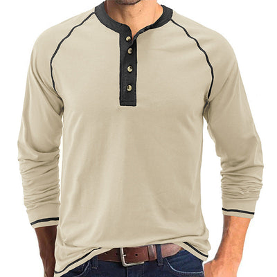 Fashion Cotton Henley Collar T-Shirt